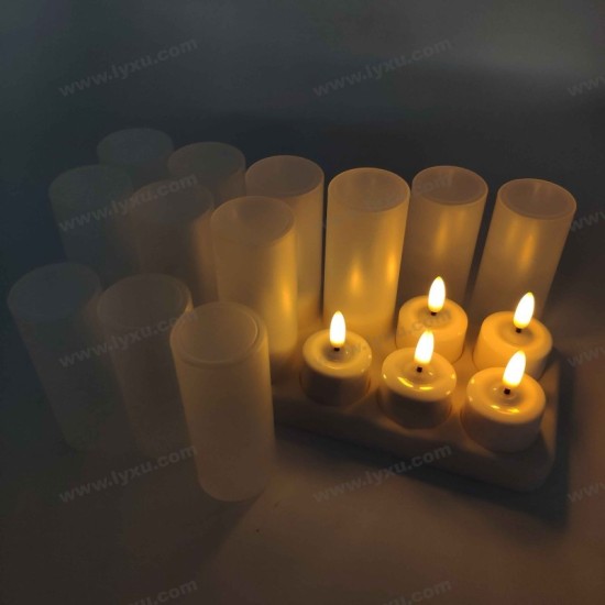 YASENN Rechargeable LED Candle Light Set with Charging Base – 12PCS (Bullet Tip) | Timer Function | Flameless & Reusable | Ideal for Church, Restaurant, Wedding, and Home Decor