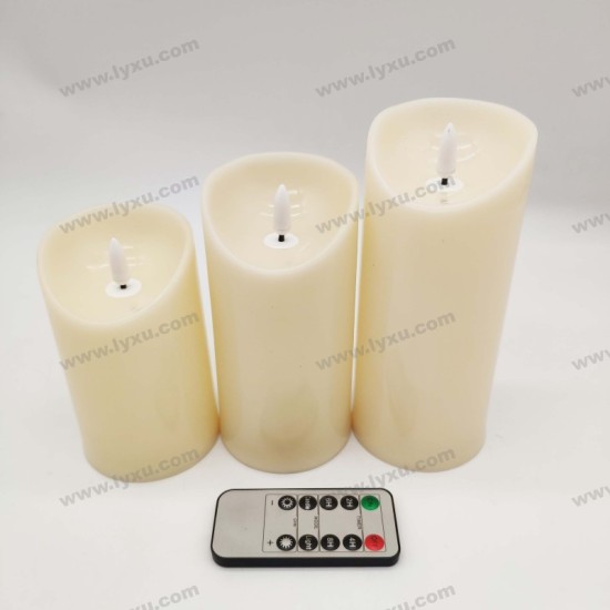 YASENN Thick Convex LED Candle with Timer – 3PCS Bullet Flame (17.5CM/ 15CM/12.5CM)