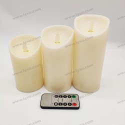 YASENN 3PCS Convex LED Candle Set with Remote – Swaying Flame Effect | Timer Function | Sizes 17.5cm, 15cm & 12.5cm | Flameless & Battery Operated (2×R14)