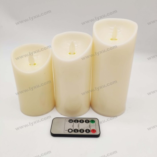 YASENN 3PCS Convex LED Candle Set with Remote – Swaying Flame Effect | Timer Function | Sizes 17.5cm, 15cm & 12.5cm | Flameless & Battery Operated (2×R14)