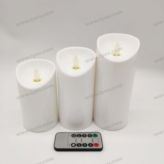 YASENN 3PCS Convex LED Candle Set with Remote – Swaying Flame Effect | Timer Function | Sizes 17.5cm, 15cm & 12.5cm | Flameless & Battery Operated (2×R14)