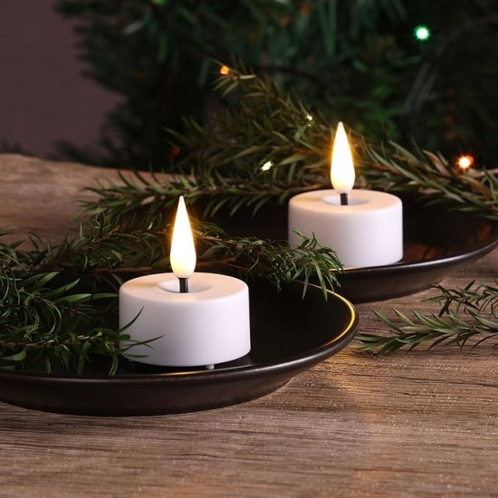 YASENN Concave Bullet Tip LED Tealight – 24PCS Set (Ø4.0cm × 5.2cm) | Realistic Soft Bullet-Shaped Flame, Battery Operated, Flameless & Safe – Perfect for Dining, Ceremonies, and Home Décor