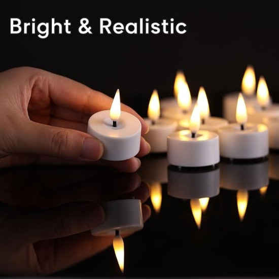 YASENN Rechargeable Bullet Flame Tea Light LED Candle – 24PCS
