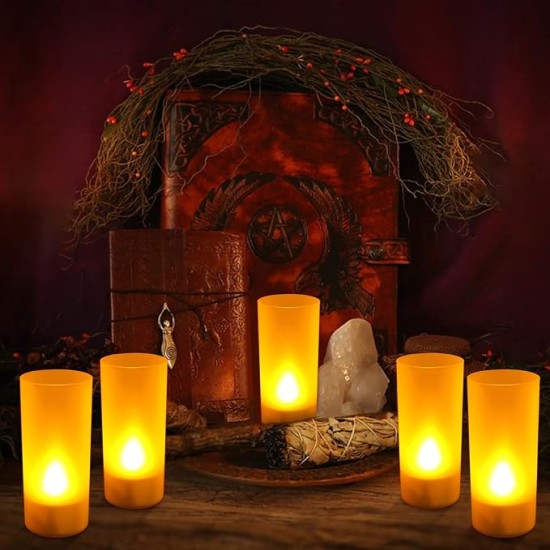 YASENN Rechargeable LED Candle Set – 12 Flameless Candles with Type-C Charging Base | Realistic Flickering Flame | Timer & Safe Design for Wedding, Restaurant & Home Decor