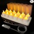 YASENN Rechargeable LED Candle Set – 12 Flameless Candles with Type-C Charging Base | Realistic Flickering Flame | Timer & Safe Design for Wedding, Restaurant & Home Decor