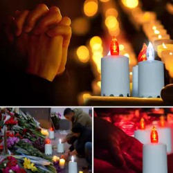 YASENN 12PCS Double Flame LED Candles – 10.5CM | Realistic Dual-Layer Flickering | Battery Operated & Flameless | Safe for Home, Religious & Memorial Use