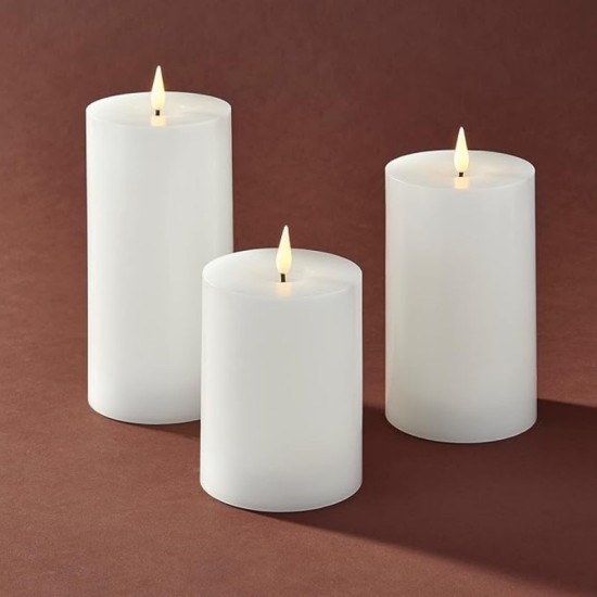 YASENN 3PCS Slim Convex LED Candle Light Set with Timer – Flameless, Flickering Bulb Flame | 10cm / 12.5cm / 15cm Heights | Safe for Indoor Decor & Gifting
