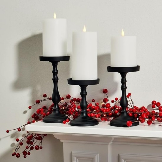 YASENN 3PCS Slim Convex LED Candle Light Set with Timer – Flameless, Flickering Bulb Flame | 10cm / 12.5cm / 15cm Heights | Safe for Indoor Decor & Gifting