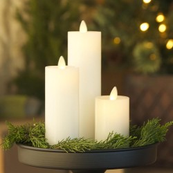 YASENN 3PCS Dancing Flame LED Candle Set with Timer – Flickering Swaying Flame | 12.5cm, 15cm & 17.5cm | Flameless, Battery Operated 