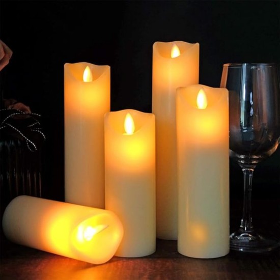 YASENN 3PCS Dancing Flame LED Candle Set with Timer – Flickering Swaying Flame | 12.5cm, 15cm & 17.5cm | Flameless, Battery Operated 