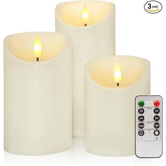 YASENN Slim Bullet Flame LED Candle with Remote – 3PCS  (17.5CM/ 15CM/12.5CM)