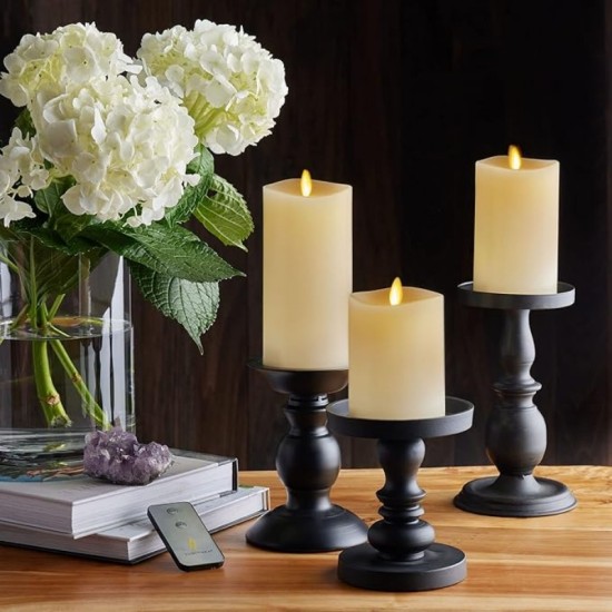 YASENN Thick Convex Swaying LED Candle with Remote – 3PCS (17.5CM,15CN/12.5CM)