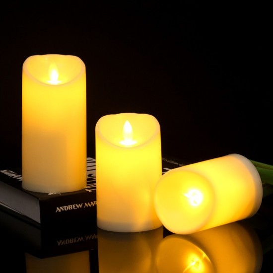 YASENN SLIM Convex LED Candle with Timer – 1PCS Swaying Flame (15CM)