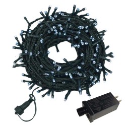 YASENN 200 LED Cool White String Lights - 66ft Dark Green Wire, 10cm Spacing, 8 Modes