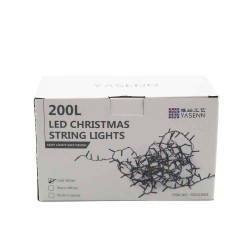 YASENN 200 LED Multicolor String Lights - 66ft Dark Green Wire, 10cm Spacing, 8 Modes