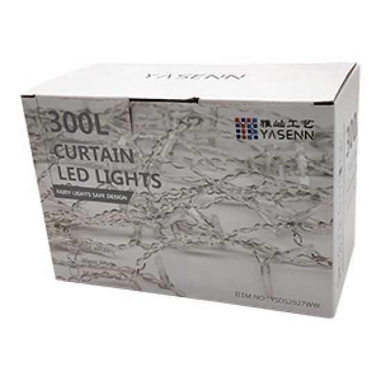 YASENN 300LED Icicle String Lights – 29.5Ft Cool White Connectable Lights with 8 Modes & Timer | Waterproof Indoor/Outdoor Christmas Decoration for Eaves, Garden, Home