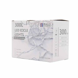 300 LED Icicle Christmas Lights with Twinkling Effect - 9 Meter (29.5ft) Display, 3 Meter Power Cord, Connectable Indoor/Outdoor Warm White String Lights for Windows, Party, Wedding, Holiday Decor