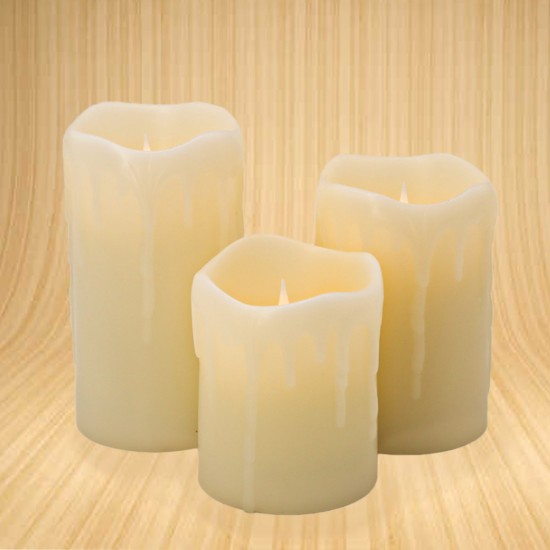 YASENN Jumping Flame LED Candle Light flickering Flame With Wax Pillar, Flameless Battery Operated LED Lights