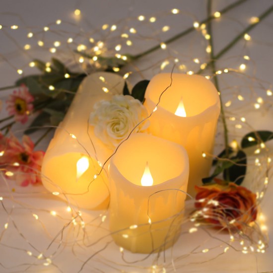 YASENN Jumping Flame LED Candle Light flickering Flame With Wax Pillar, Flameless Battery Operated LED Lights