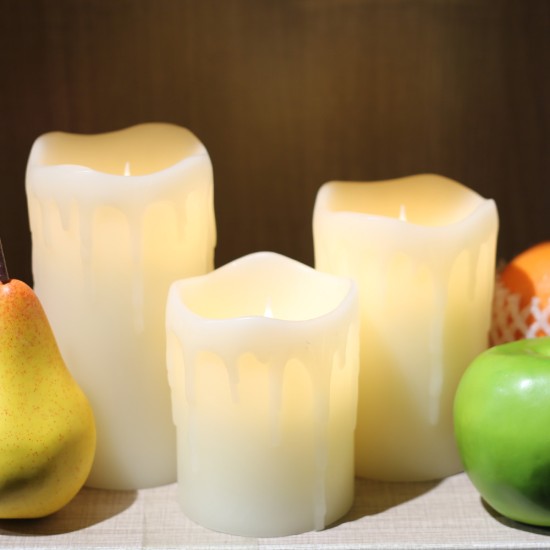 YASENN Jumping Flame LED Candle Light flickering Flame With Wax Pillar, Flameless Battery Operated LED Lights