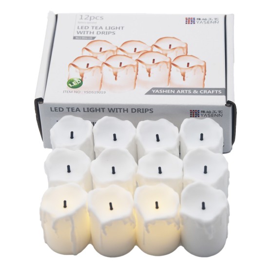 YASENN Flameless LED Tea Light Candles - Pack of 12, Steady Glow, Battery Operated with LR1130