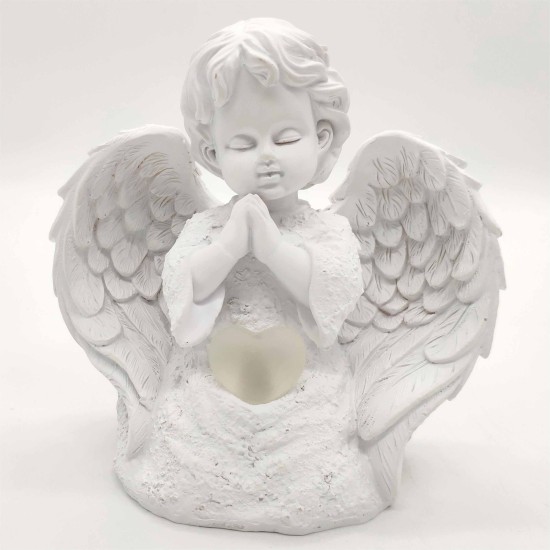 LED Resin Angel Transparent Heart 7CC Lighting 2XAA Battery Compartment