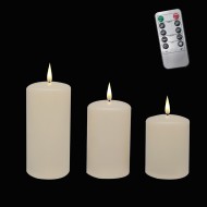 3PCS LED Flameless Flickering Pillar Candles with Remote – Battery Operated | 3"/4"/5" Height | Timer & Dimmable | Warm White Glow for Home, Church, Wedding Decor