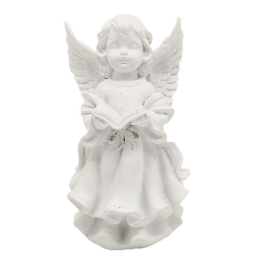 Led Resin Wing Reading Angel Cold White Light