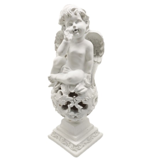 Led Hollow Ball Resin Reading Angel Cold White Light 2xAA Battery Compartment