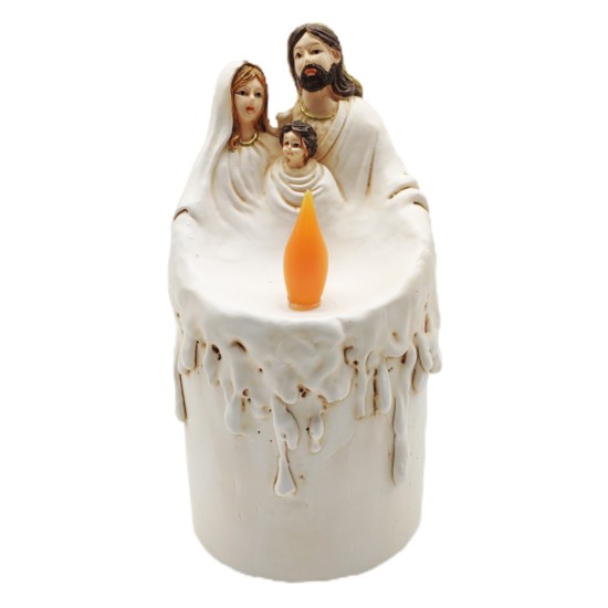 LED Holy Mother Father And Child Resin Warm Whight Light