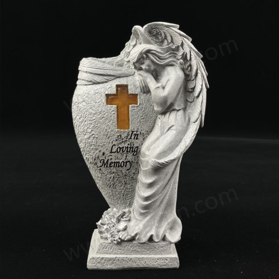 Resin Angel Solar LED Light with Flower Vase